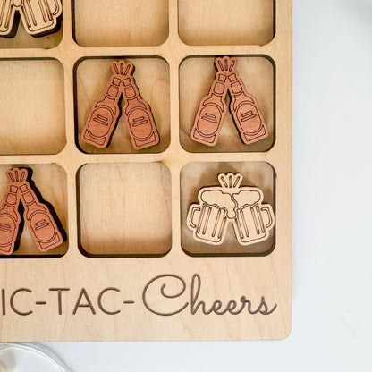 a close up of a wooden tray with magnets on it