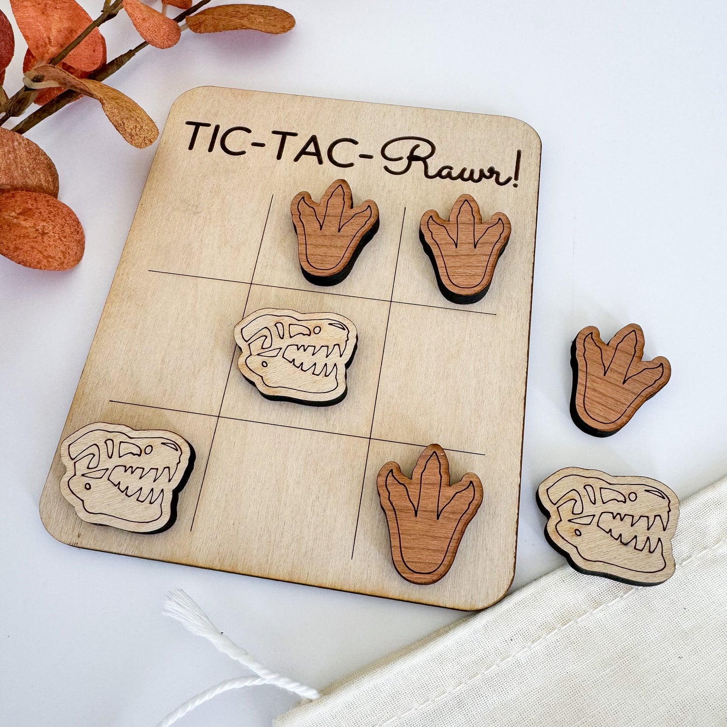 Mini Dinosaur Tic-Tac-Toe Board